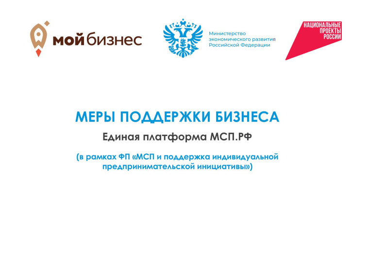 Меры поддержки бизнеса Единая платформа МСП.РФ.
